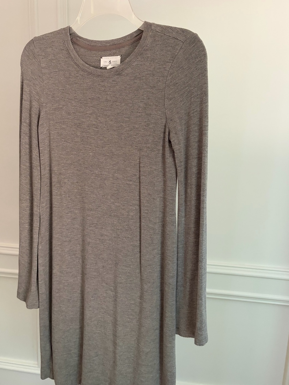 Ann Taylor + Lou & Grey : Heather Gray Long Sleeve A-Line Dress